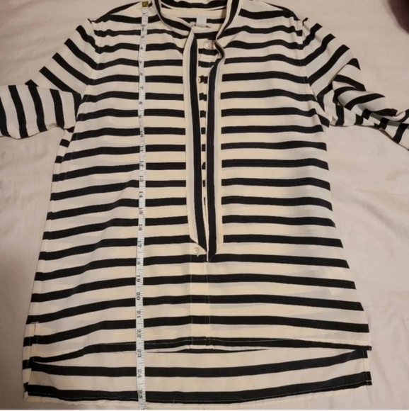 Fossil Silk neck tie striped cream and black blouse - Picture 7 of 8